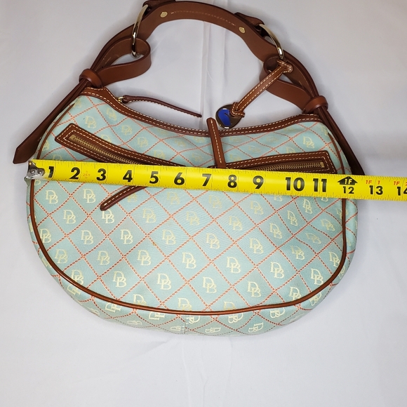 Dooney & Bourke leather and teal canvas watermelon hobo purse - Picture 4 of 10